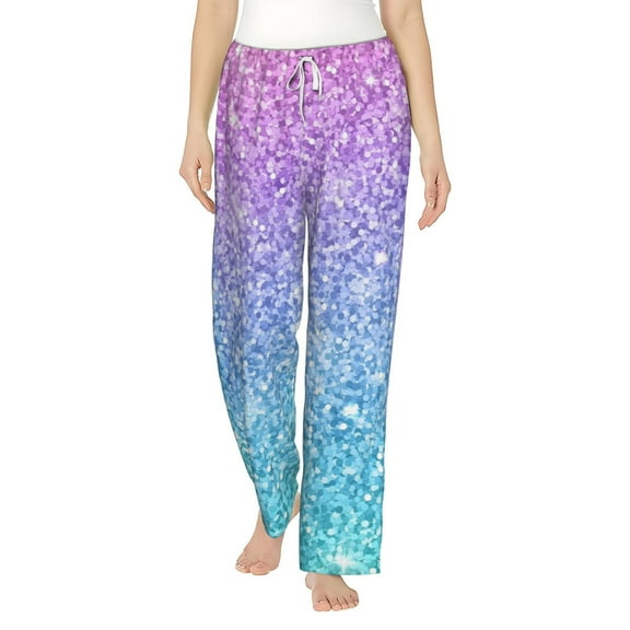 Bingfone Pajamas For Women,Multicolor Glitter Pajama Pants With Pockets-Large