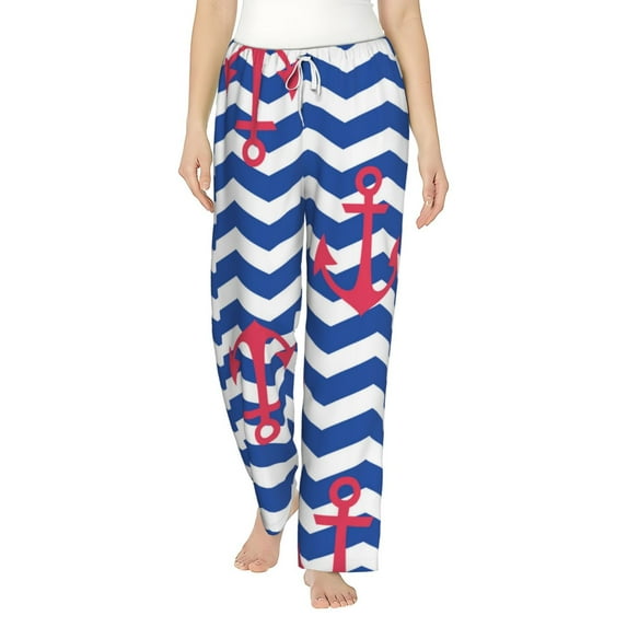 Bingfone Pajamas For Women,Nautical Anchors Pajama Pants With Pockets-Large