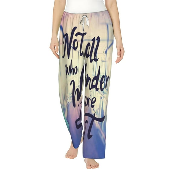 Bingfone Pajamas For Women,Not All Those Who Wander Are Lost Pajama Pants With Pockets-Small