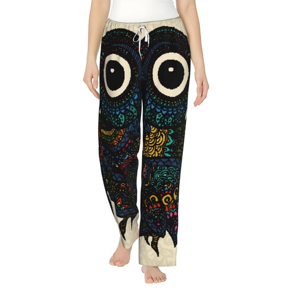 Bingfone Pajamas For Women,Owl With Mandala Pajama Pants With Pockets-X-Large