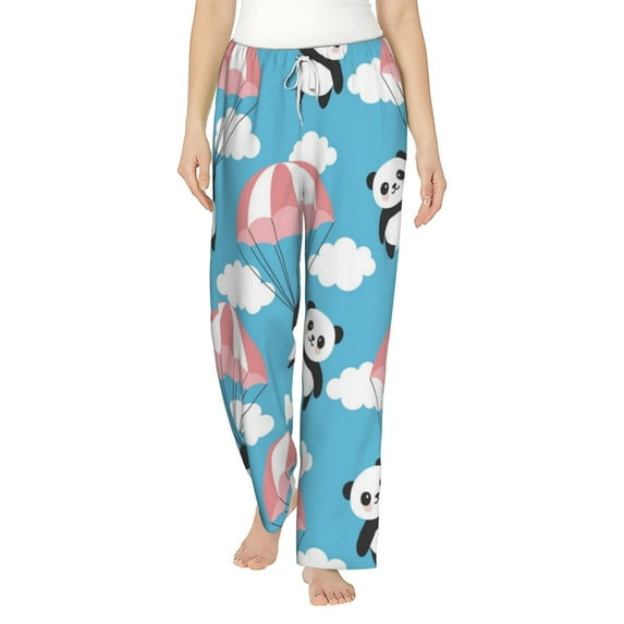 Bingfone Pajamas For Women,Panda Flying In The Sky Pajama Pants With Pockets-Large
