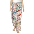 thumbnail image 1 of Bingfone Pajamas For Women,Passport Stamp Pajama Pants With Pockets-Small, 1 of 9