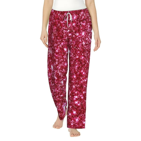 Bingfone Pajamas For Women,Pink Glitter Pajama Pants With Pockets-Large
