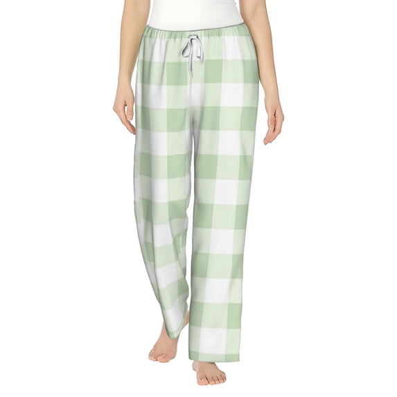 Bingfone Pajamas For Women,Pistachio Green Checkboard Pajama Pants With Pockets-Small