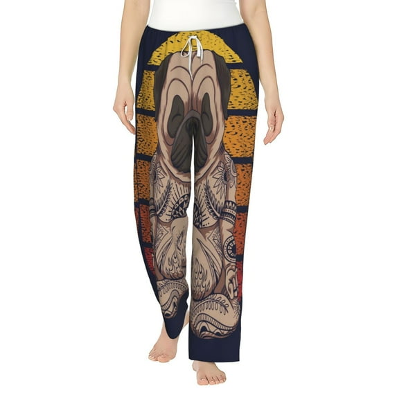 Bingfone Pajamas For Women,Pug Dog Yoga Pajama Pants With Pockets-Small