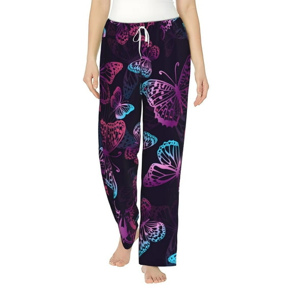Bingfone Pajamas For Women,Purple Butterfly Pajama Pants With Pockets-Xx-Large