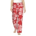 thumbnail image 1 of Bingfone Pajamas For Women,Red Hibiscus Flower Pajama Pants With Pockets-Large, 1 of 9