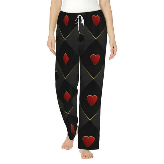 Bingfone Pajamas For Women,Red Poker Pajama Pants With Pockets-Small