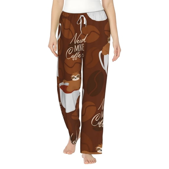 Bingfone Pajamas For Women,Sloths Need More Coffee Pajama Pants With Pockets-Large