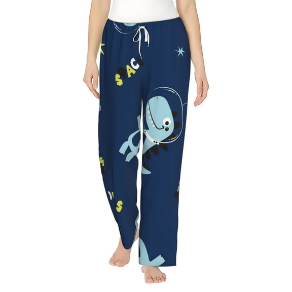 Bingfone Pajamas For Women,Space Dinosaur Pajama Pants With Pockets-Medium