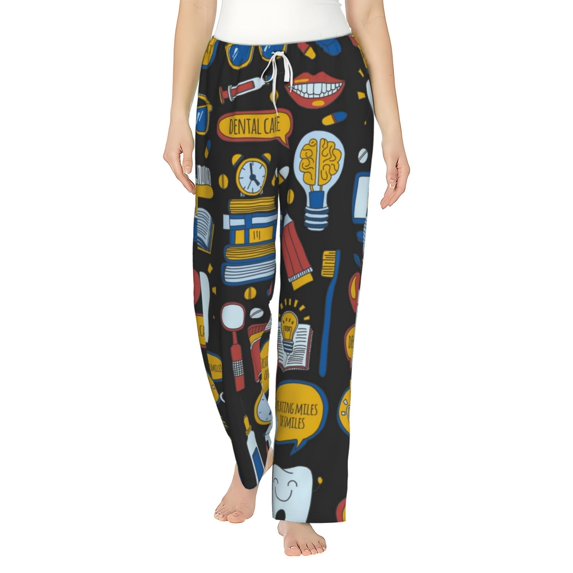 Bingfone Pajamas For Women,Teeth Pajama Pants With Pockets-X-Large