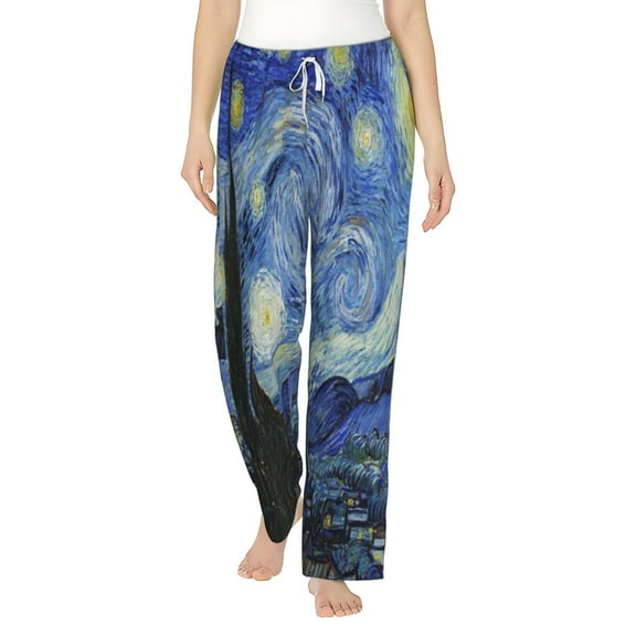 Bingfone Pajamas For Women,The Starry Night Pajama Pants With Pockets-Medium