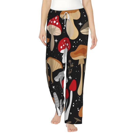 Bingfone Pajamas For Women,Various Mushrooms Pajama Pants With Pockets-Small