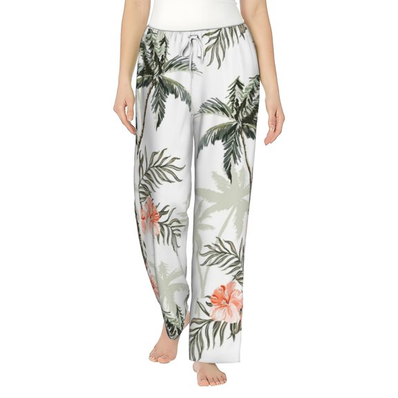Bingfone Pajamas For Women,Vintage Palm Trees Pajama Pants With Pockets-Medium