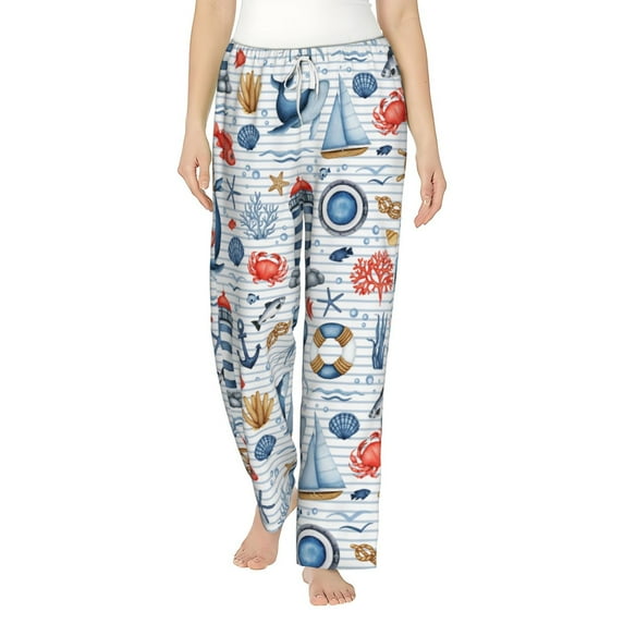 Bingfone Pajamas For Women,Watercolor Nautical Pajama Pants With Pockets-Xx-Large