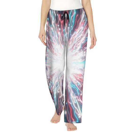 Bingfone Pajamas for Women,Blue Swirl Fireworks Pajama Pants with Pockets-Large