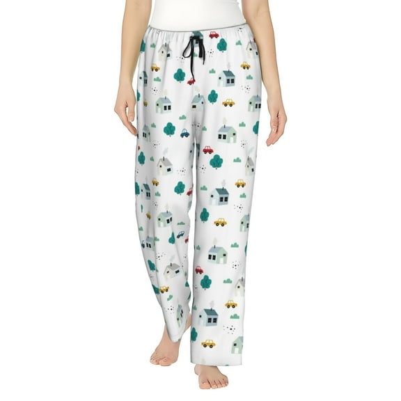 Bingfone Pajamas for Women,Cartoon House Car Pajama Pants with Pockets-Small