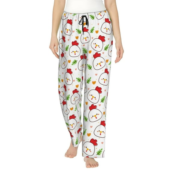 Bingfone Pajamas for Women,Chicken And Plant Pajama Pants with Pockets-Medium