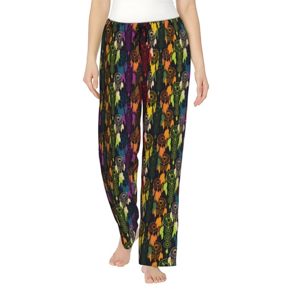 Bingfone Pajamas for Women,Colorful Dreamcatcher Pajama Pants with Pockets-Large