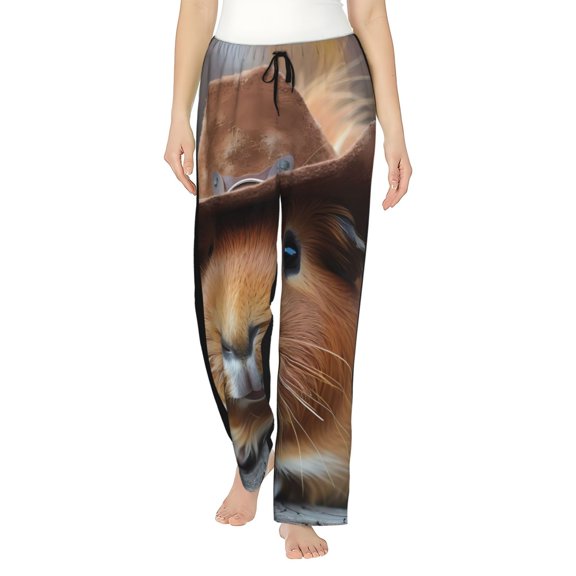 Bingfone Pajamas for Women,Cowboy Hat Guinea Pig Pajama Pants with Pockets-Medium