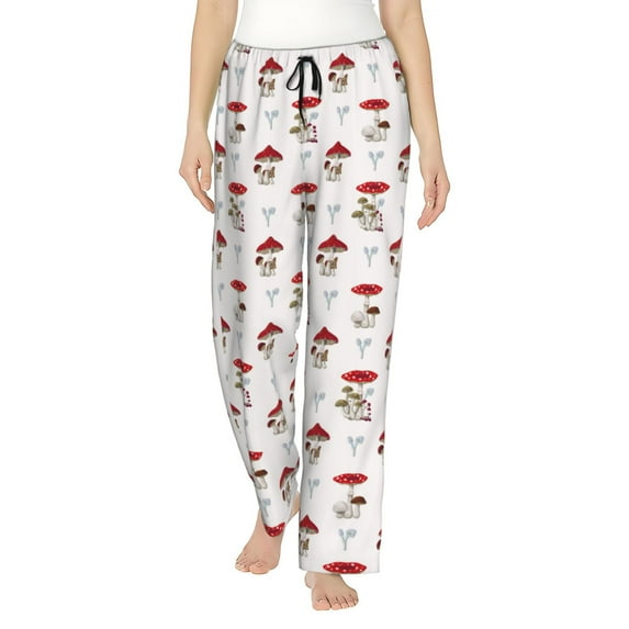 Bingfone Pajamas for Women,Different Mushrooms Pajama Pants with Pockets-Small