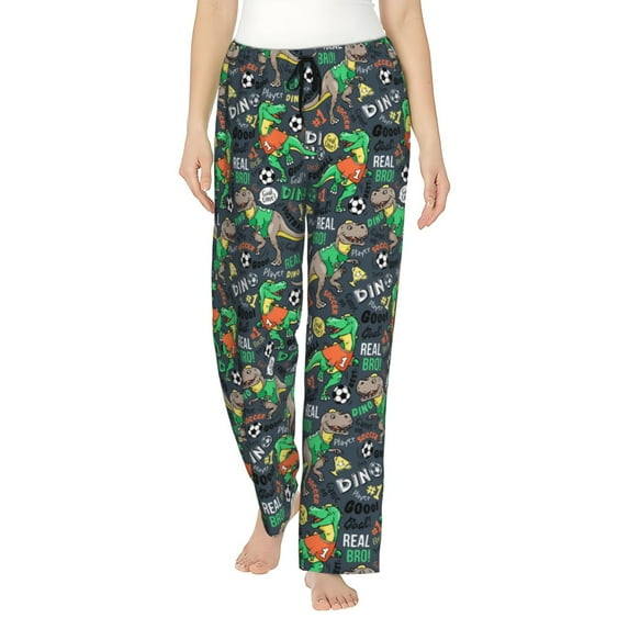 Bingfone Pajamas for Women,Dinosaur Plays Soccer Pajama Pants with Pockets-Medium