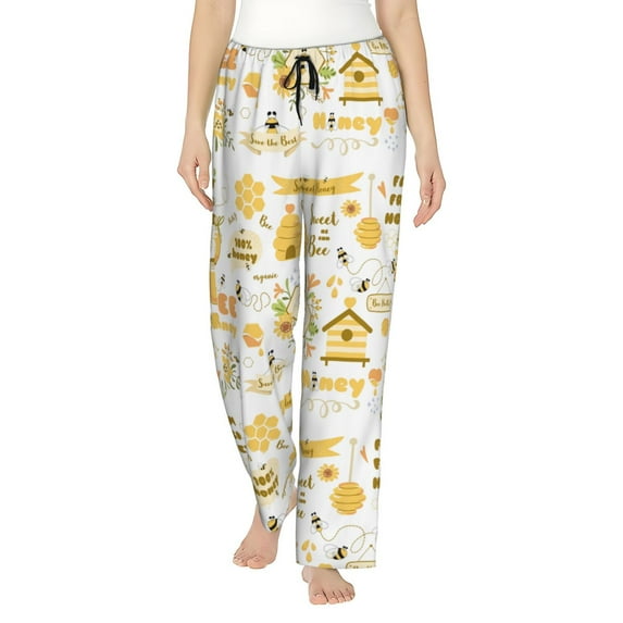 Bingfone Pajamas for Women,Farm Bee Cute Honey Pajama Pants with Pockets-XX-Large