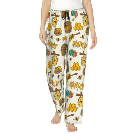 Bingfone Pajamas for Women,Honeycomb And Honey Pajama Pants with Pockets-XX-Large