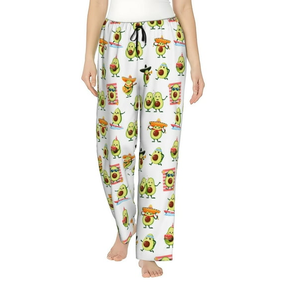 Bingfone Pajamas for Women,Kawaii Mexican Avocado Pajama Pants with Pockets-X-Large