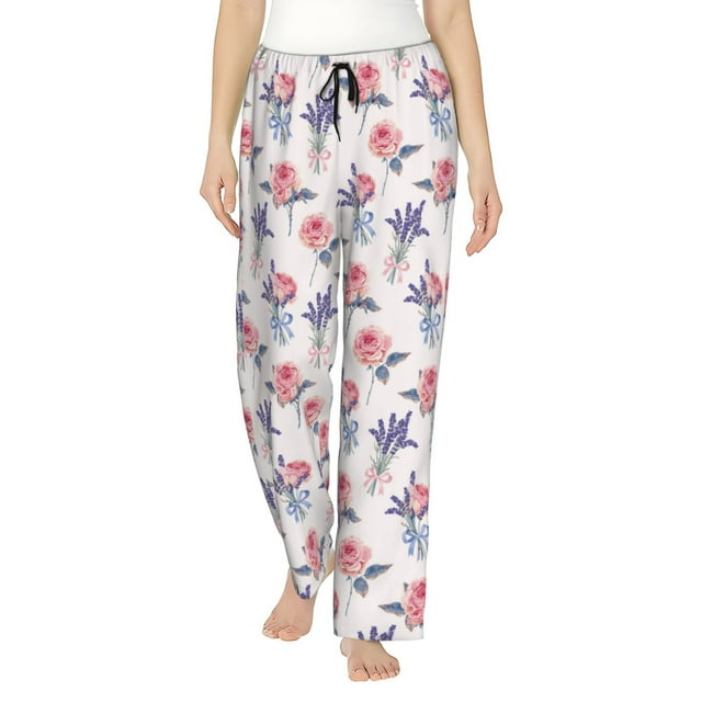 Bingfone Pajamas for Women,Lavender Flowers Pajama Pants with Pockets