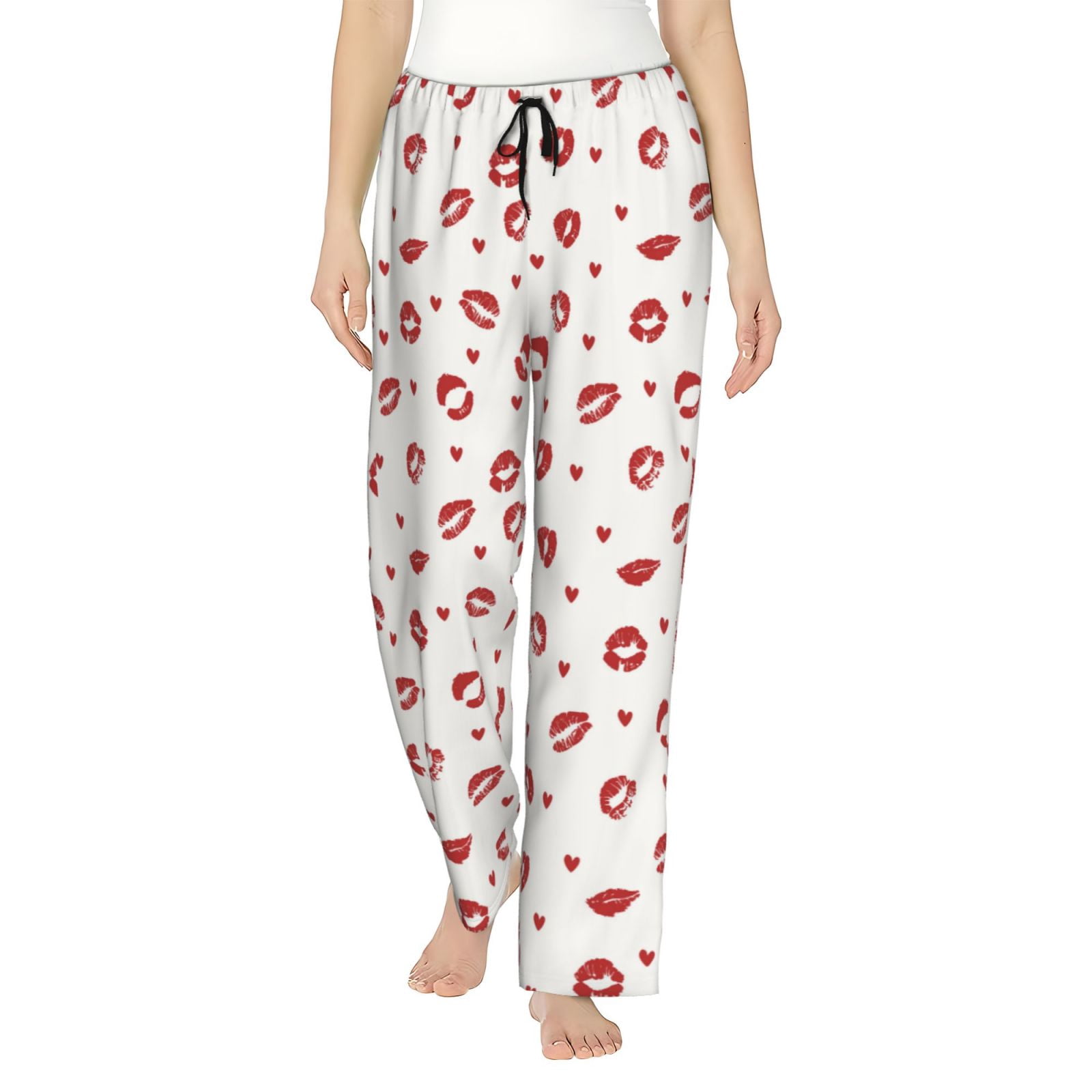 Bingfone Pajamas for Women,Lips Kiss Pajama Pants with Pockets-Small