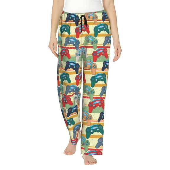 Bingfone Pajamas for Women,Retro With Joysticks Pajama Pants with Pockets-Medium