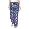 thumbnail image 1 of Bingfone Pajamas for Women,Skull Purple Flower Pajama Pants with Pockets-Large, 1 of 7