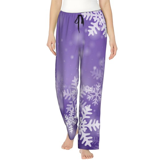 Bingfone Pajamas for Women,Snowflakes Pajama Pants with Pockets-Large