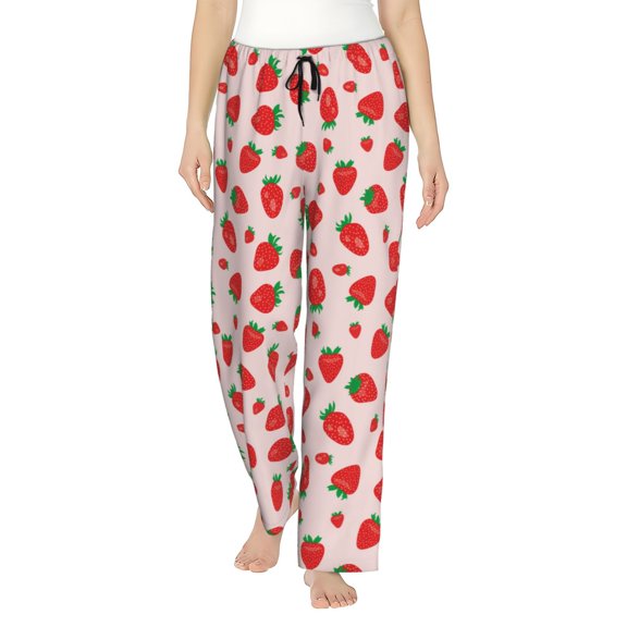 Bingfone Pajamas for Women,Strawberries Pajama Pants with Pockets-Large