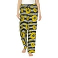 thumbnail image 1 of Bingfone Pajamas for Women,Sunflowers On Black And White Stripes Pajama Pants with Pockets-Small, 1 of 7