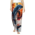 thumbnail image 1 of Bingfone Pajamas for Women,Sunset Ocean Watercolor Dolphin Pajama Pants with Pockets-X-Large, 1 of 7
