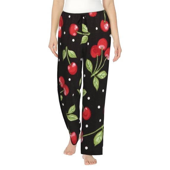 Bingfone Pajamas for Women,Sweet Red Cherry Pajama Pants with Pockets-Medium