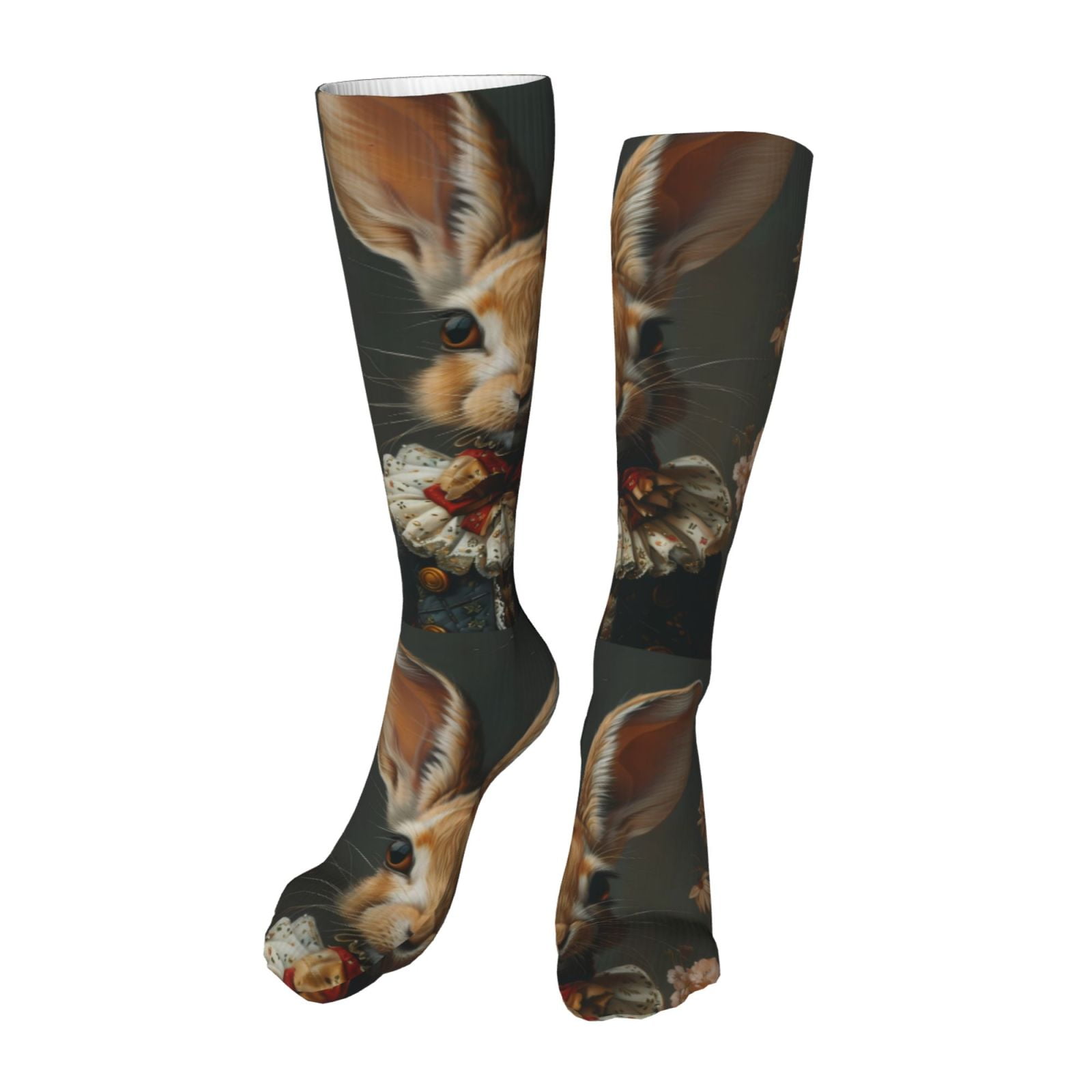 Bingfone Palatial Style Flower Rabbit Print Compression Socks for Women ...