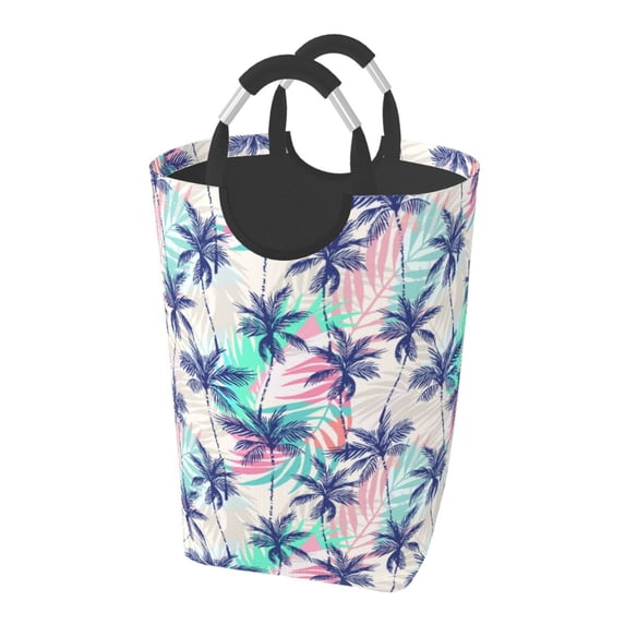 Bingfone Palm Leaves Laundry Hamper,Large Canvas Fabric Lightweight Storage Basket Toy Organizer Dirty Clothes Collapsible