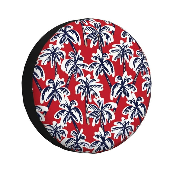 Bingfone Palm Tree Pattern On Red Spare Tire Cover Weatherproof Universal Wheel Protectors For Rv Camper Travel Trailer Suv Truck-16 Inch