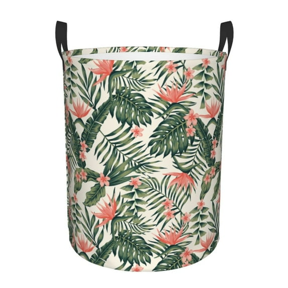Bingfone Palm Trees And Tropical Waterproof Foldable Laundry Hamper Bucket With Handles For Storage Bin,Clothes Hamper (Small )
