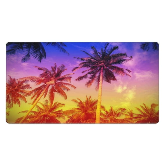 Bingfone Palm Trees At Sunset Large Gaming Mouse Pad,Extended Desk Mousepad With Stitched Edges,Non-Slip Base,Water Resist Keyboard Pad For Gamer, Office & Home, 29.5 X 16 In