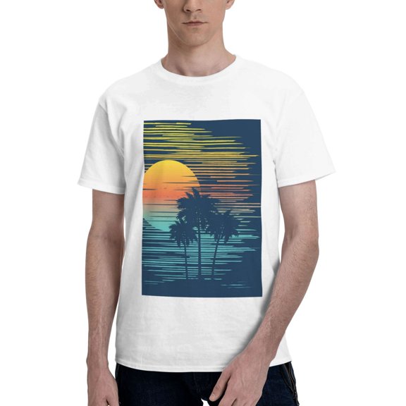 Bingfone Palm Trees Men'S Loose Fit Short-Sleeve Pocket T-Shirt