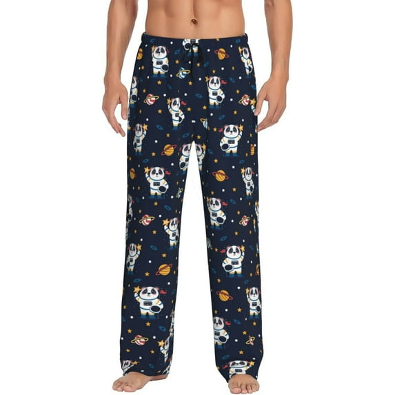 Bingfone Panda Astronaut Mens All Over Print Sleep Pajama Pants-Medium