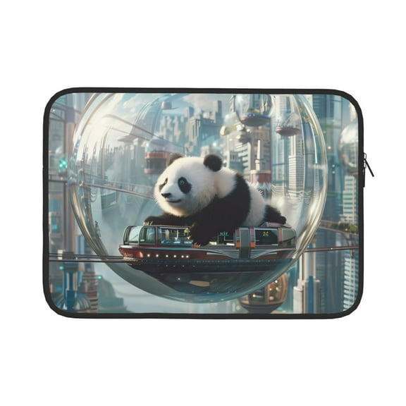 Bingfone Panda In Futuristic City Laptop Sleeve Case 13 inch , 360° Protective Computer Carrying Bag