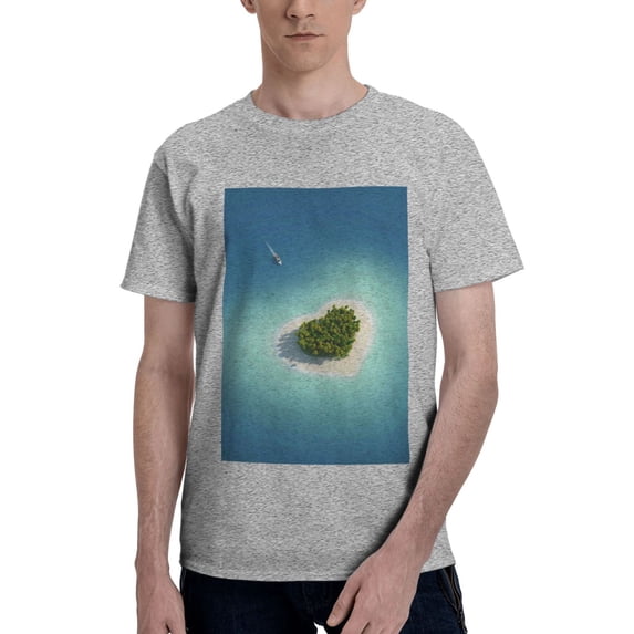 Bingfone Paradise Island Men'S Loose Fit Short-Sleeve Pocket T-Shirt