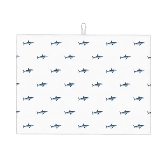 Bingfone Party Shark Cute ,18" x 24"Dish Drying Mat for Kitchen Counter,Ultra Absorbent Microfiber