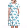 thumbnail image 1 of Bingfone Party Shark Cute Print Women’s Short Sleeve Dress, Comfortable Casual Dress, Stylish Summer Dress with Stretchy Fit for Daily Wear, 1 of 6