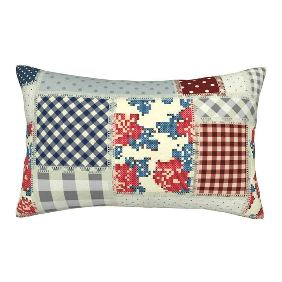 Bingfone Patchwork In Country Style Standard Size Pillowcase, Long Staple Pure Cotton Envelope Closure Pillow Cover,14"X20"